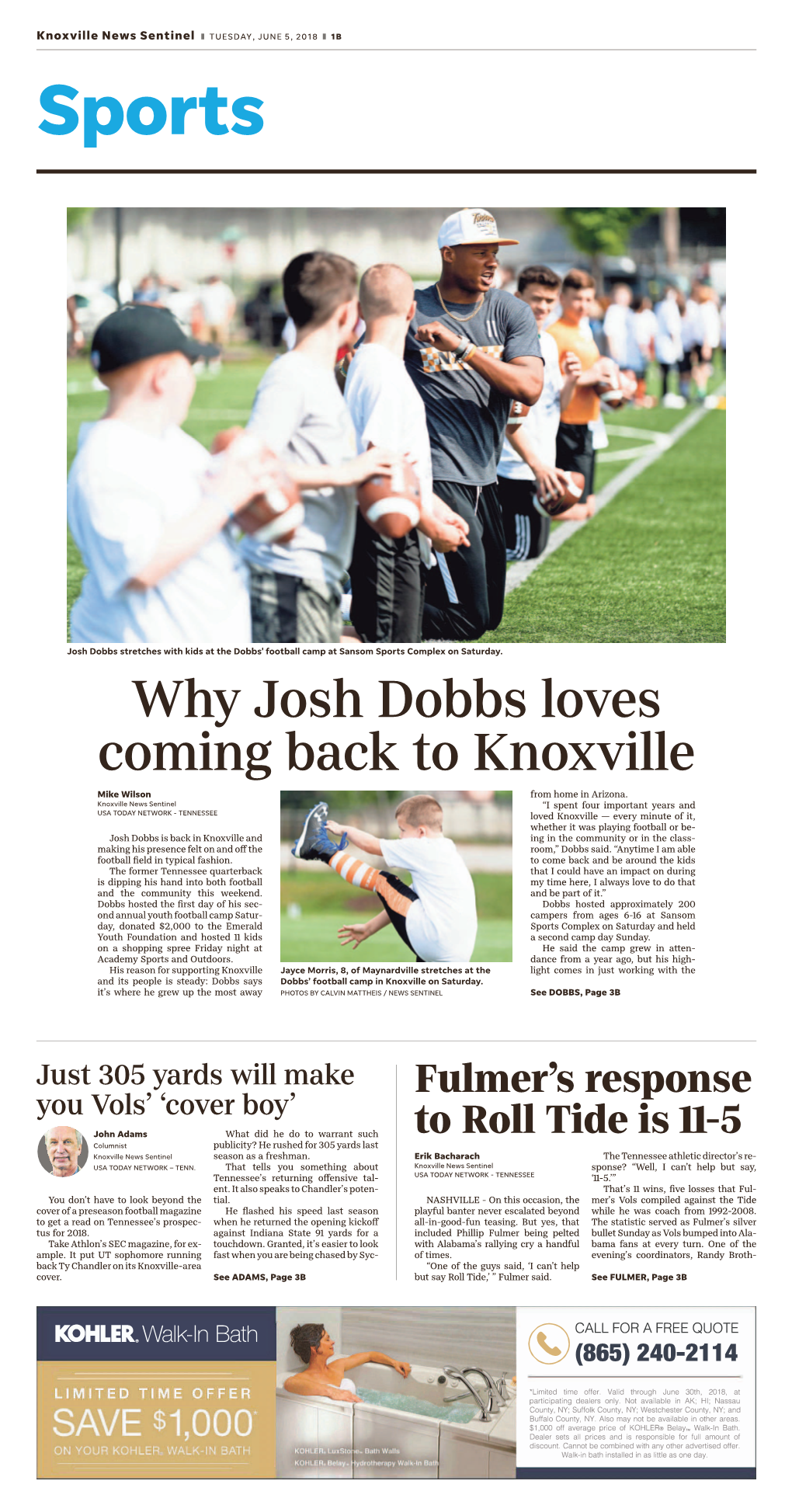 Why Josh Dobbs Loves Coming Back to Knoxville Mike Wilson from Home in Arizona