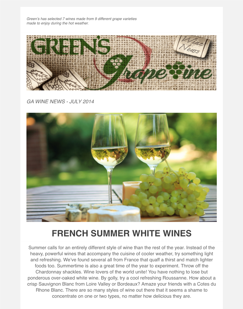 French Summer White Wines