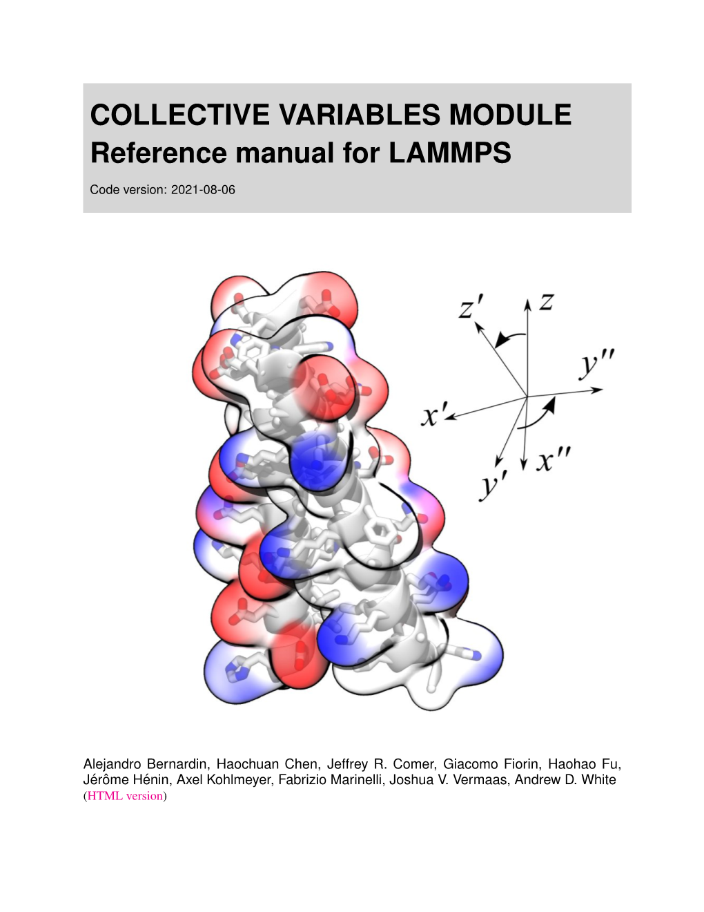 COLLECTIVE VARIABLES MODULE Reference Manual for LAMMPS