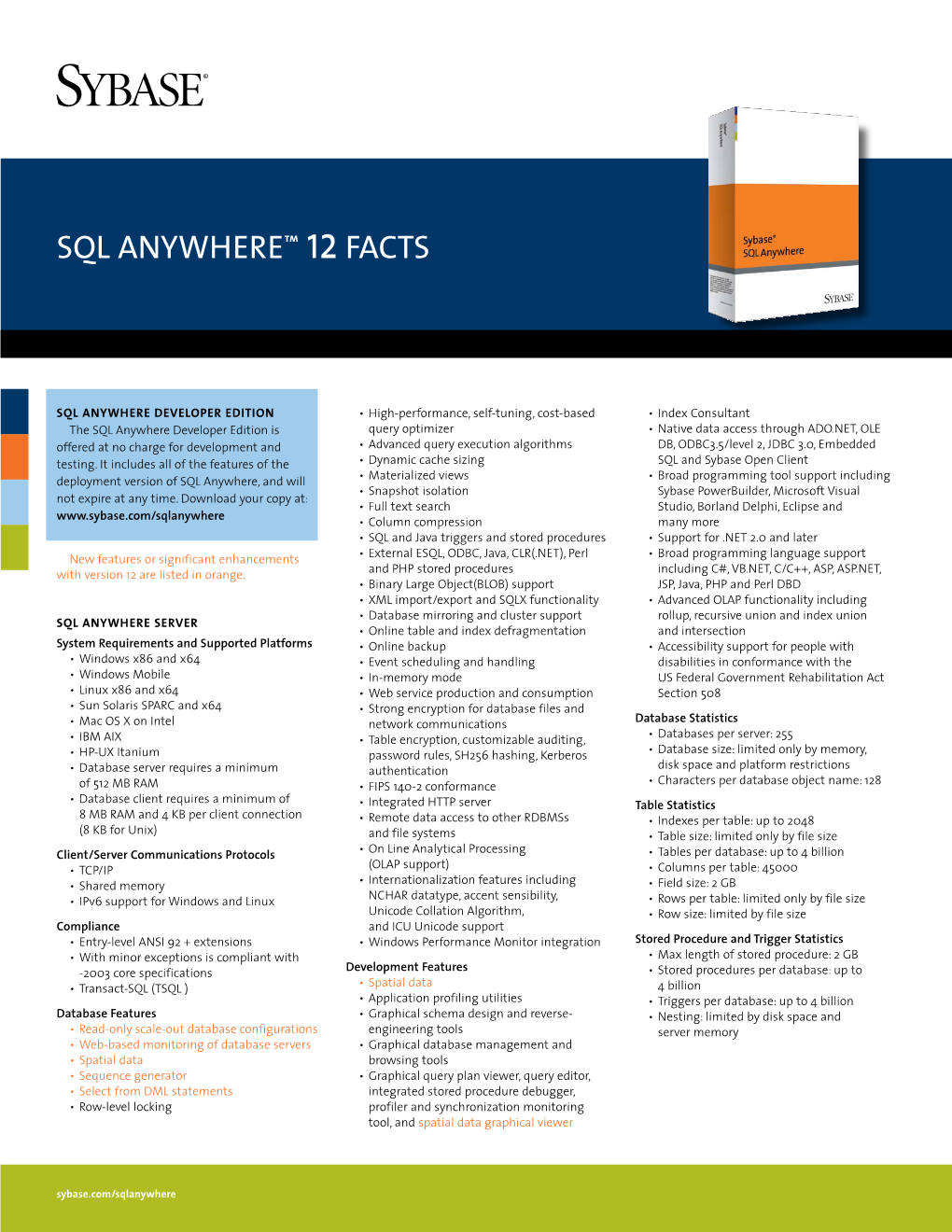 Sql Anywhere™ 12 Facts