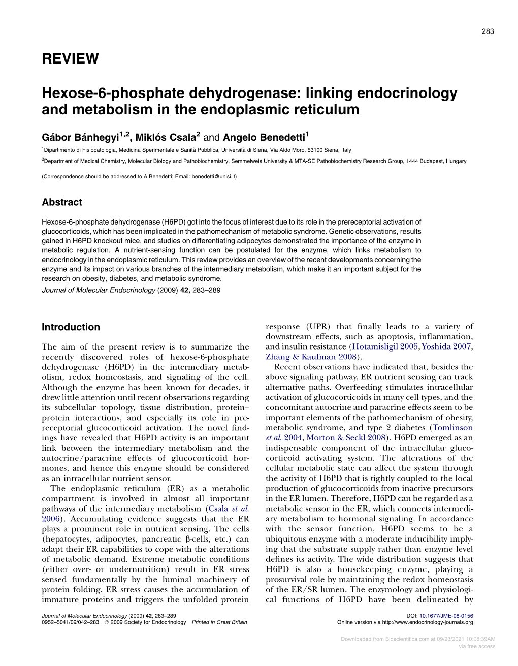 REVIEW Hexose-6-Phosphate Dehydrogenase: Linking