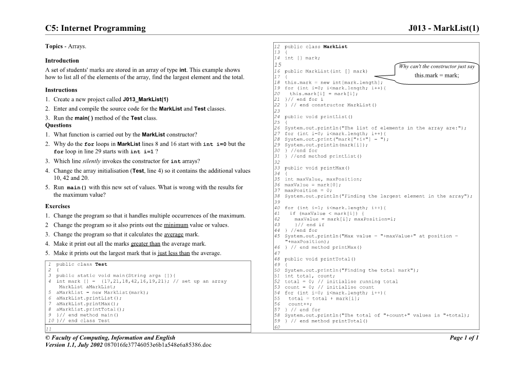 Topics - Basic Program Structure