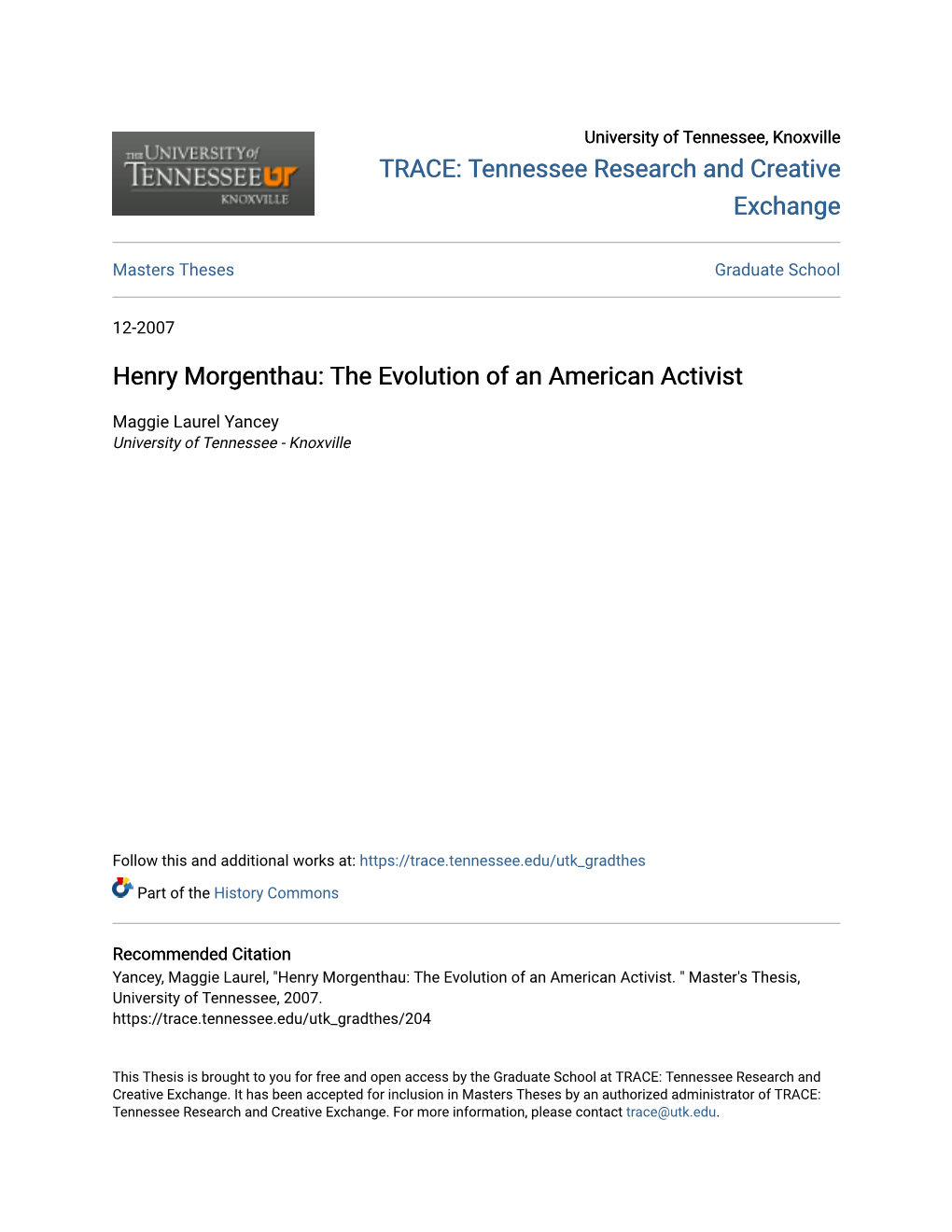 Henry Morgenthau: the Evolution of an American Activist