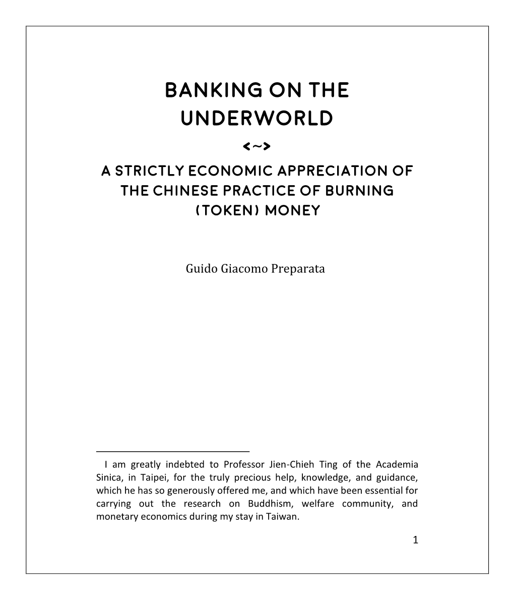 Banking on the Underworld &lt;~&gt;