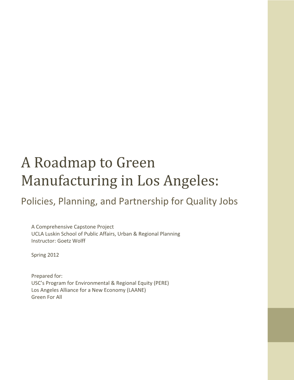 A Roadmap to Green Manufacturing in Los Angeles