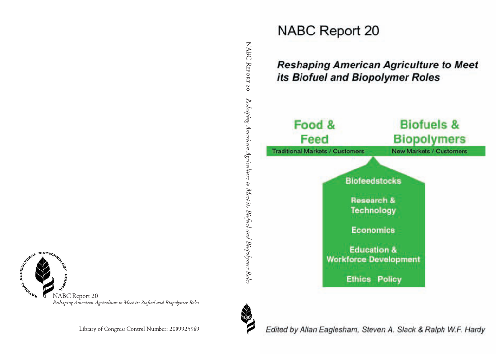 NABC R Eport 20 Reshaping American Agriculture to M Eet Its