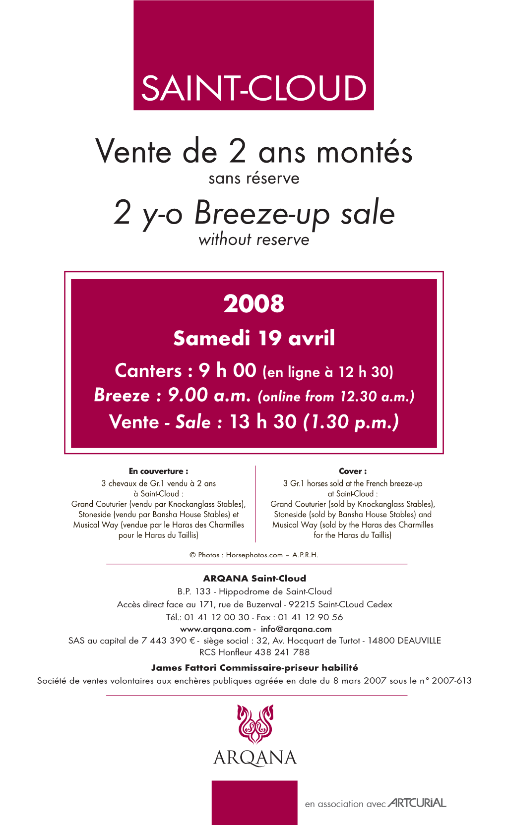 SAINT-CLOUD Vente De 2 Ans Montés Sans Réserve 2 Y-O Breeze-Up Sale Without Reserve