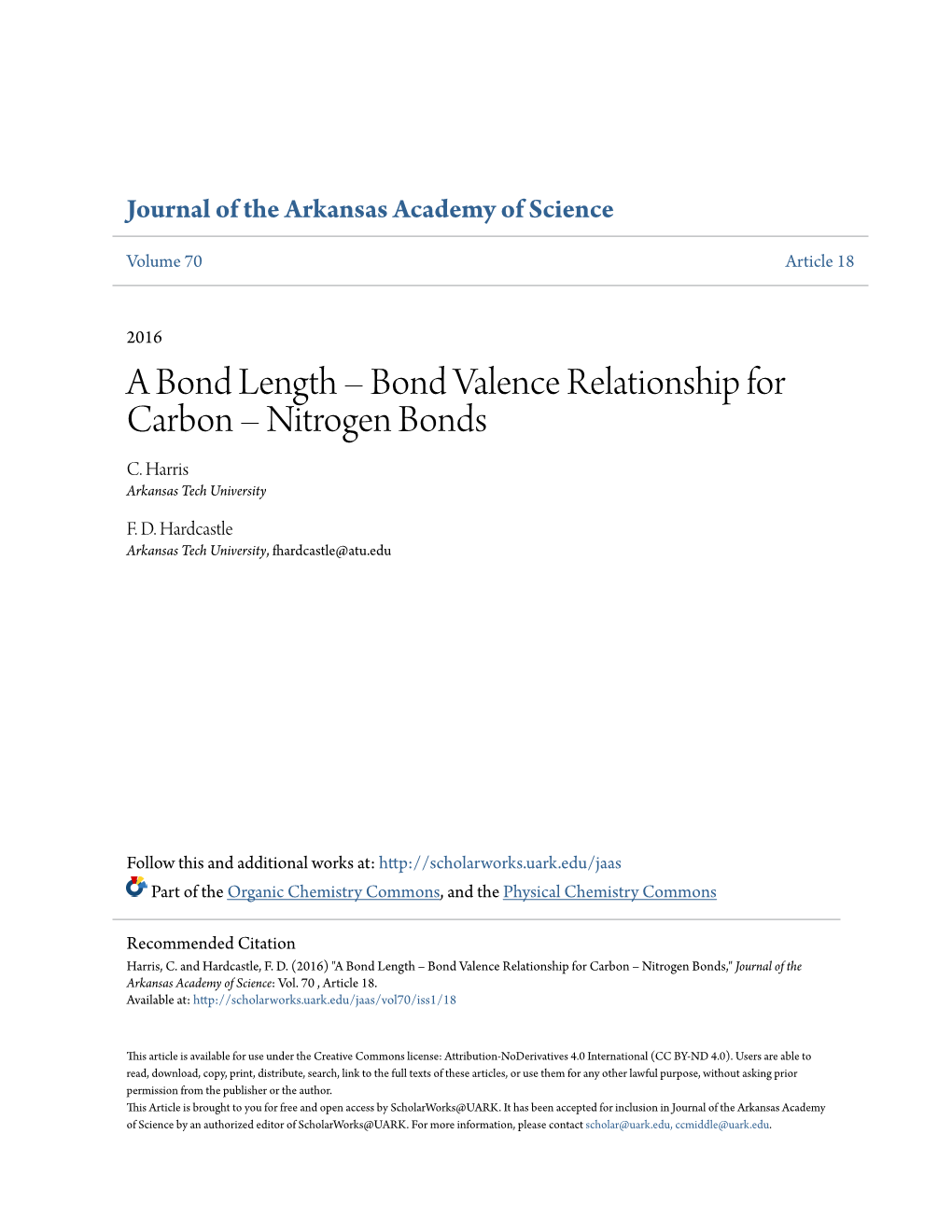 A Bond Length В•Fi Bond Valence Relationship for Carbon В•Fi Nitrogen Bonds