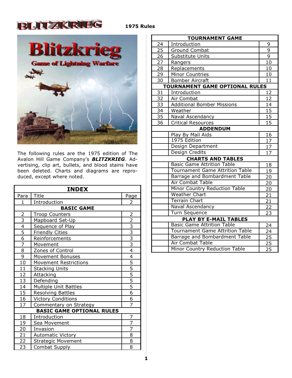 1975 Rules the Following Rules Are the 1975 Edition of the Avalon Hill