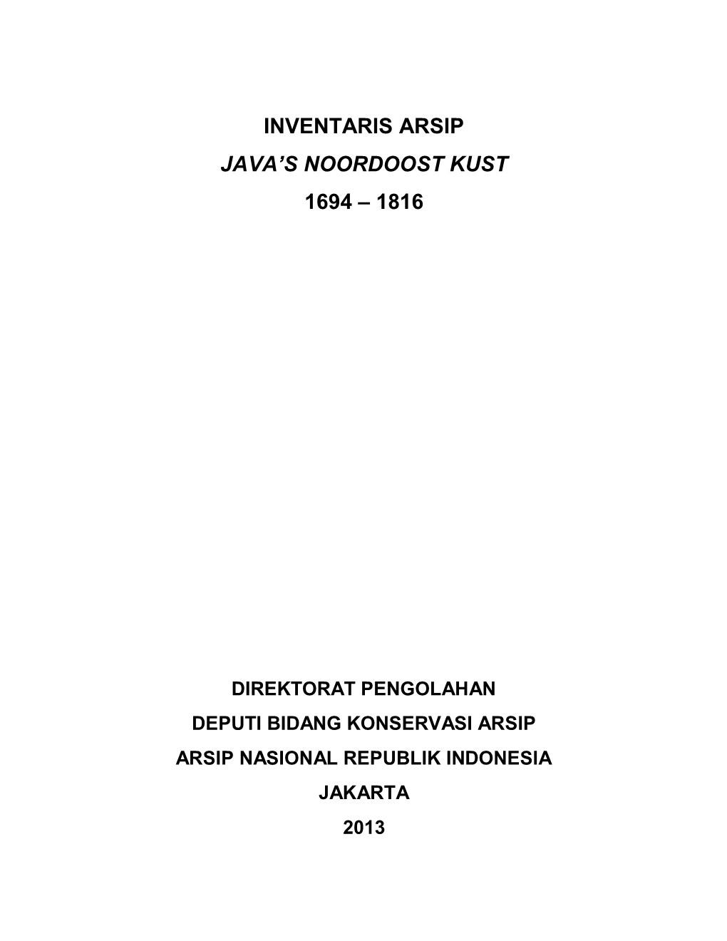 Inventaris Arsip Java's Noordoost Kust 1694 – 1816