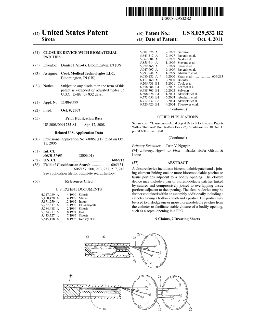 (12) United States Patent (10) Patent No.: US 8,029,532 B2 Sirota (45) Date of Patent: Oct