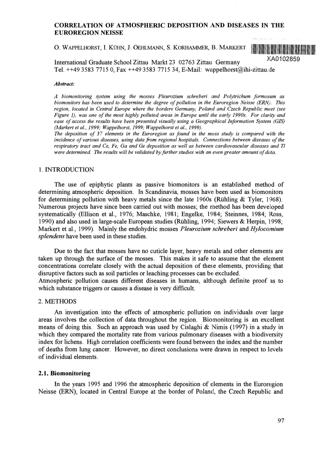 Correlation of Atmospheric Deposition and Diseases in the Euroregion Neisse