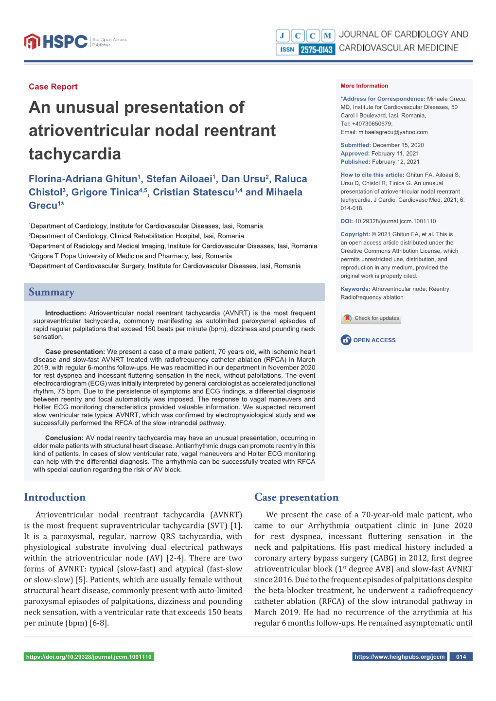 An Unusual Presentation of Atrioventricular Nodal Reentrant Tachycardia