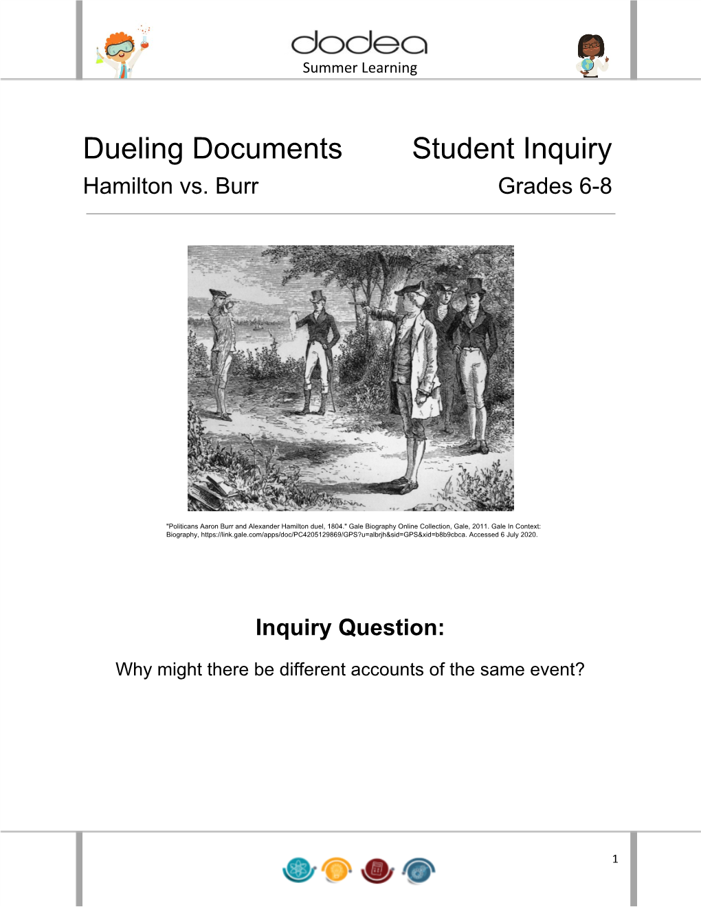 Dueling Documents Student Inquiry Hamilton Vs