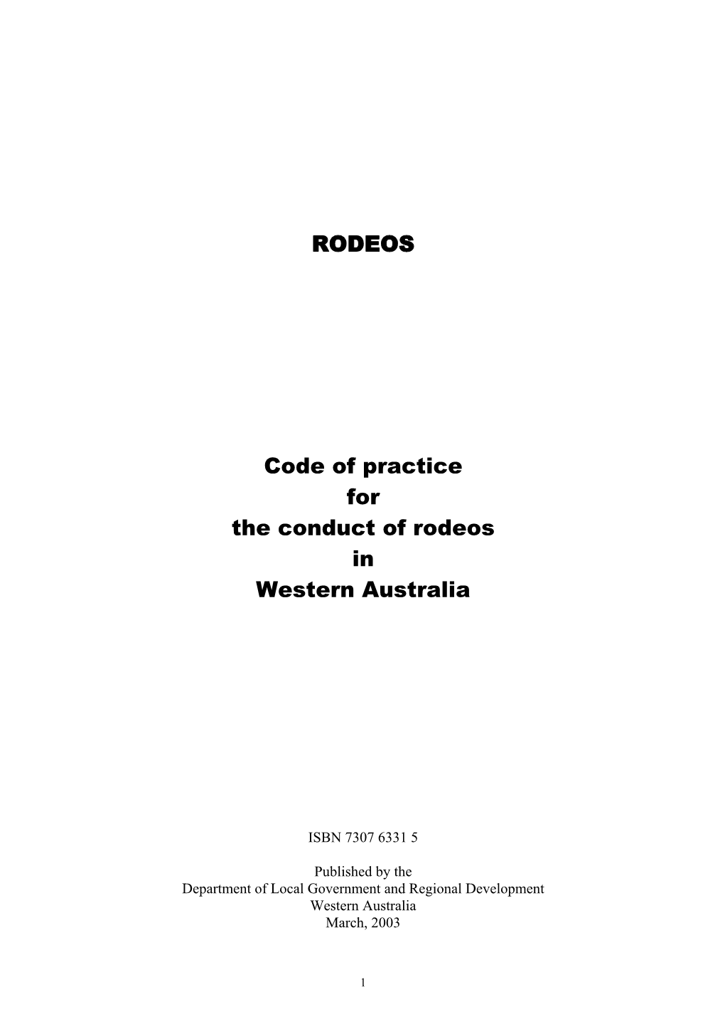 Code of Practice for the Conduct of Rodeos in WA