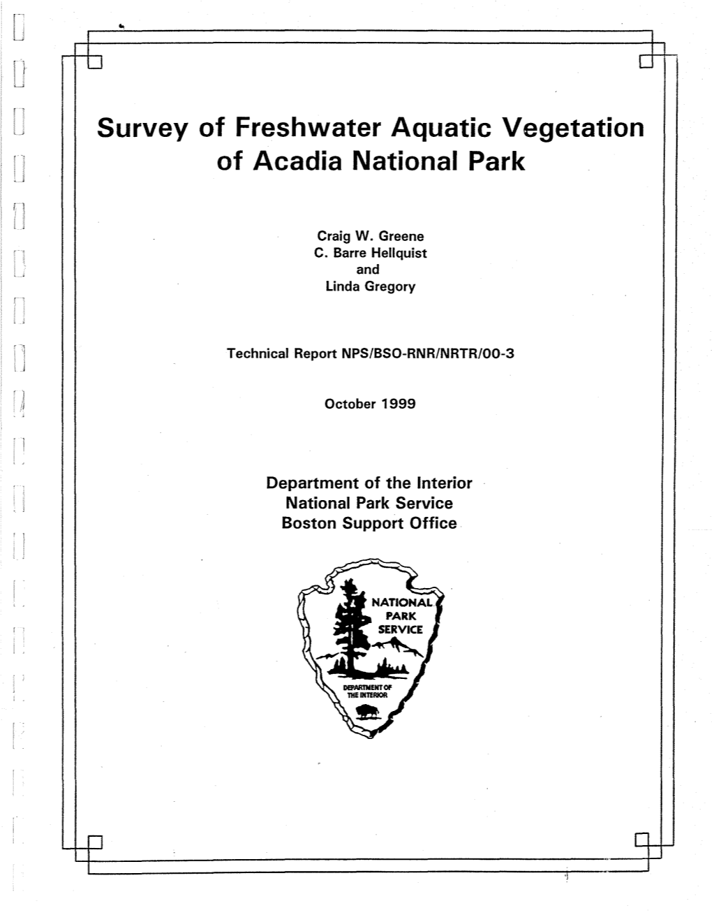Survey of Freshwater Aquatic Vegetation of Acadia National Park
