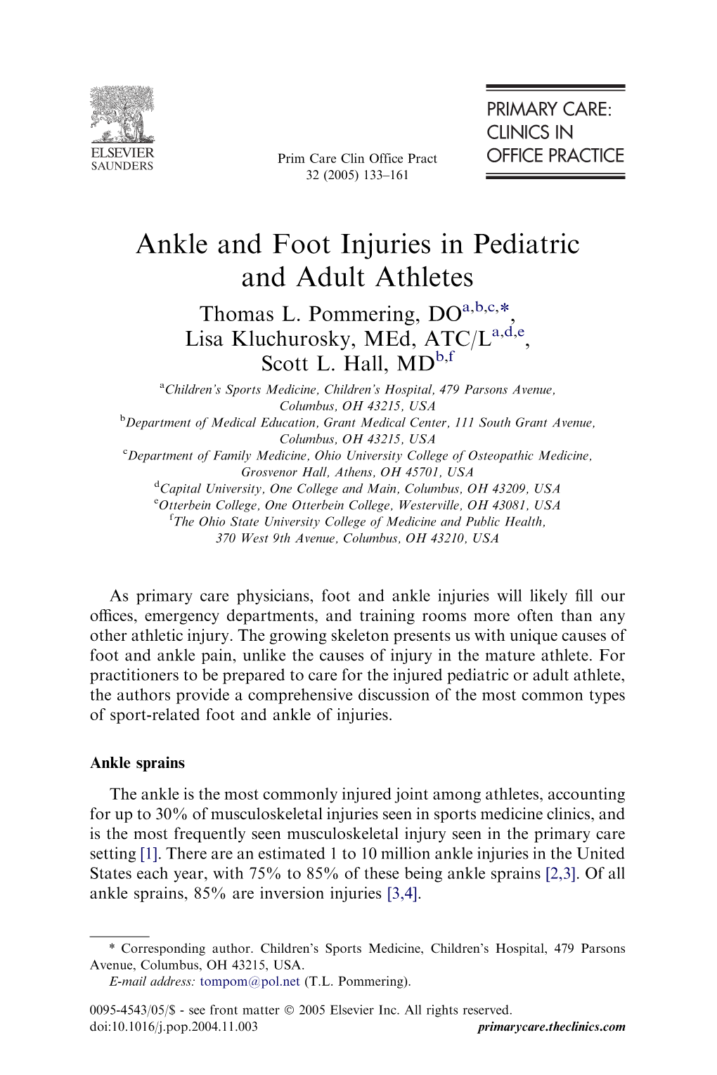 Ankle and Foot Injuries in Pediatric and Adult Athletes Thomas L