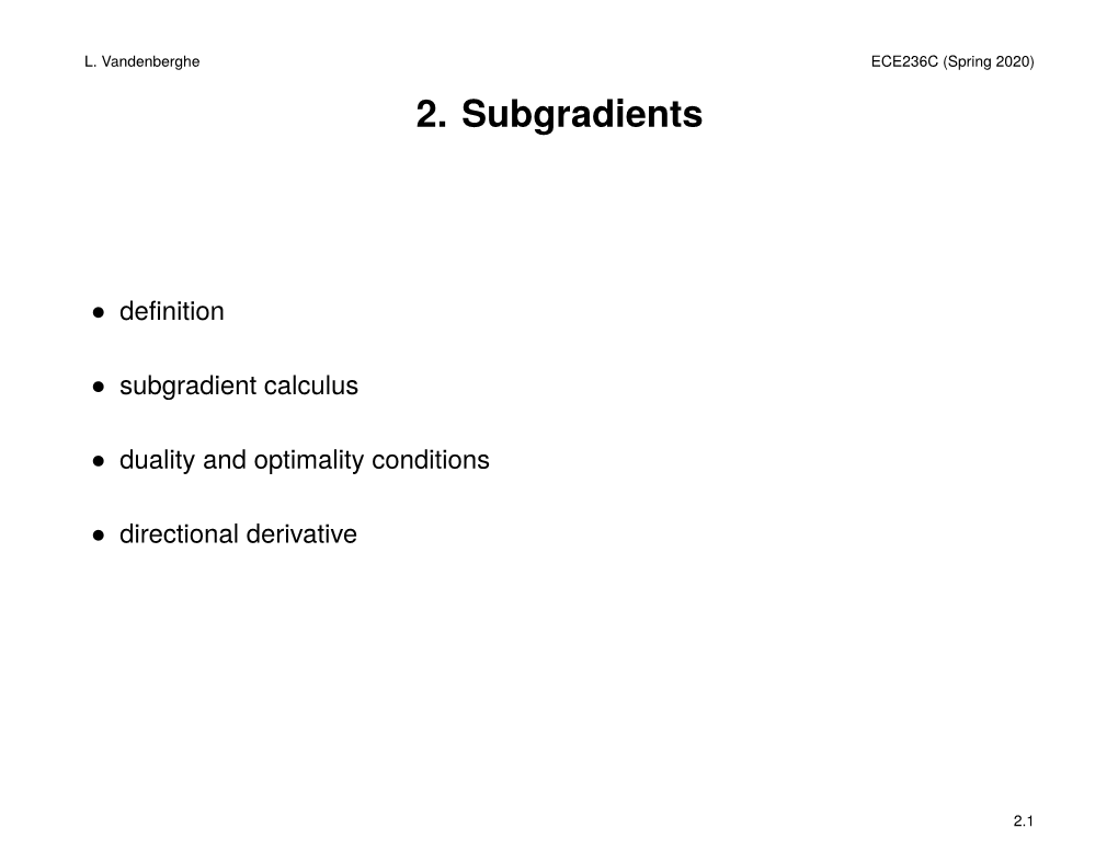 2. Subgradients