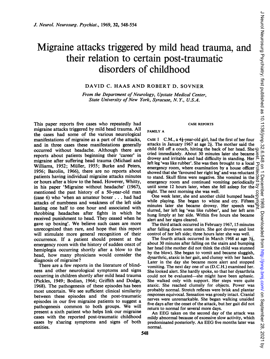 Migraine Attacks Triggered by Mildhead Trauma, and Their Relation