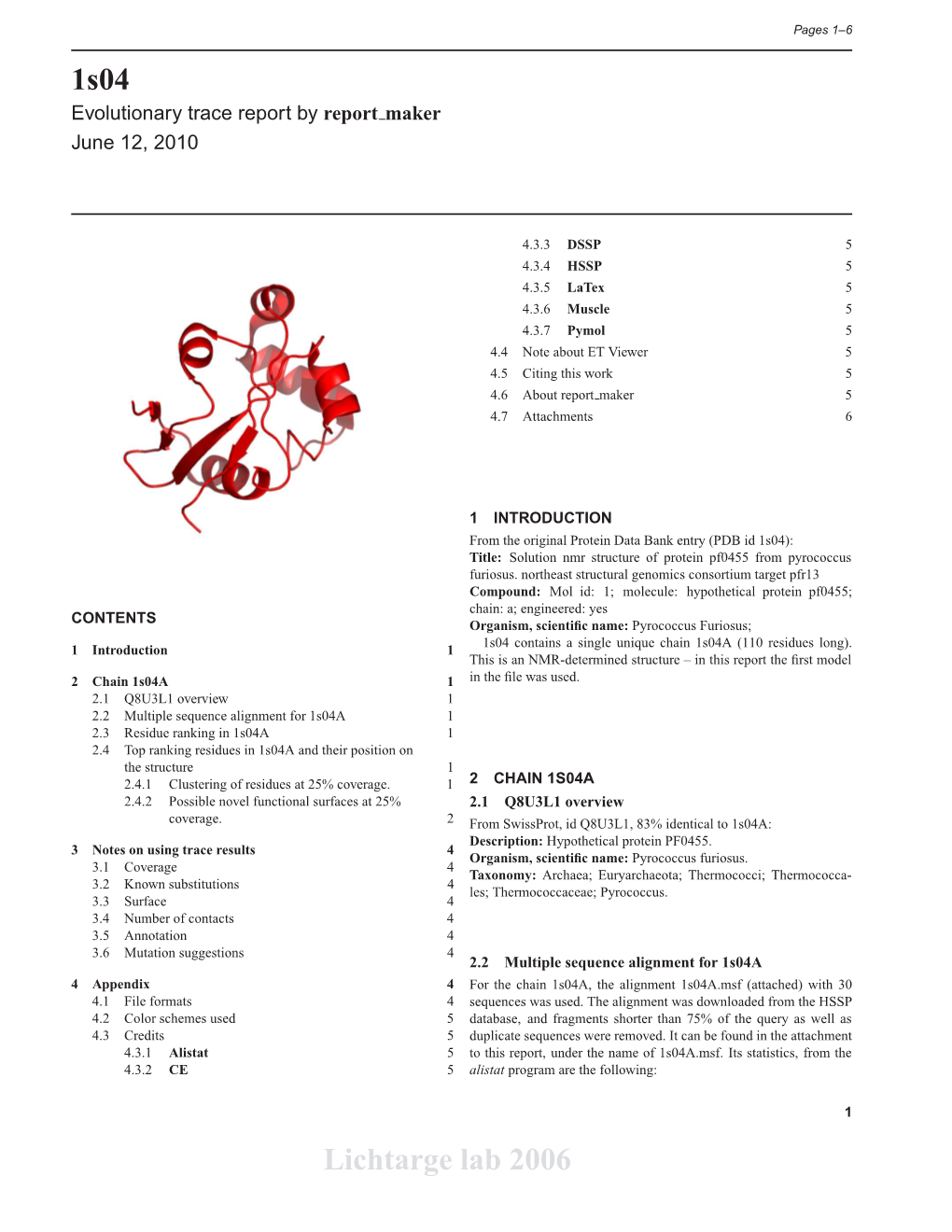 1S04 Lichtarge Lab 2006