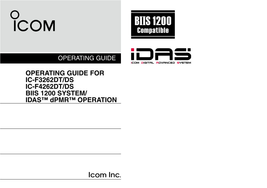 Operating Guide for IC-F3262DT/IC-F3262DS