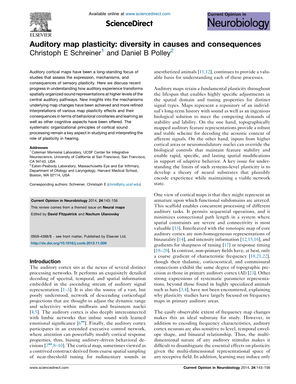 Auditory Map Plasticity: Diversity in Causes and Consequences