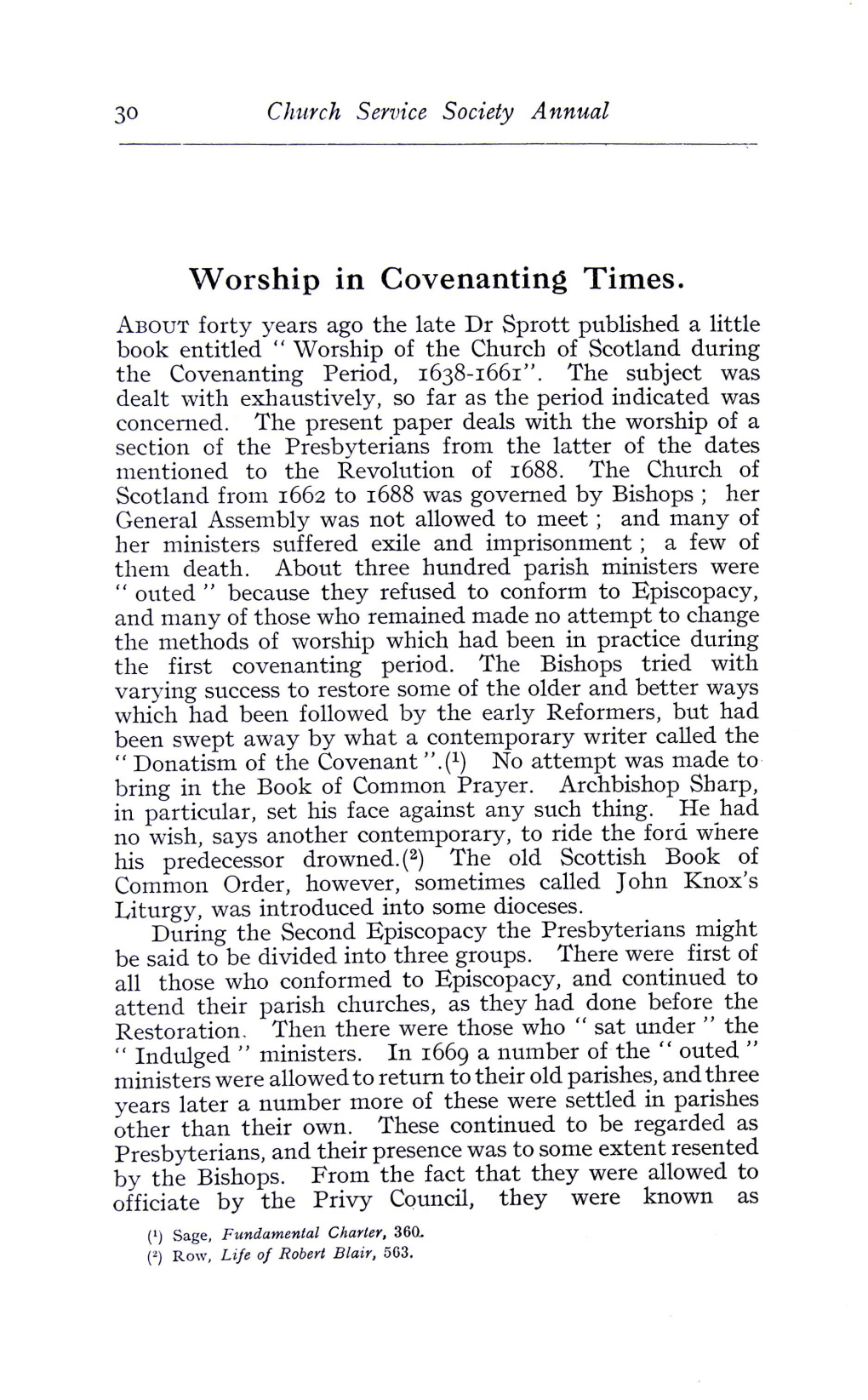 Worship in Covenanting Times