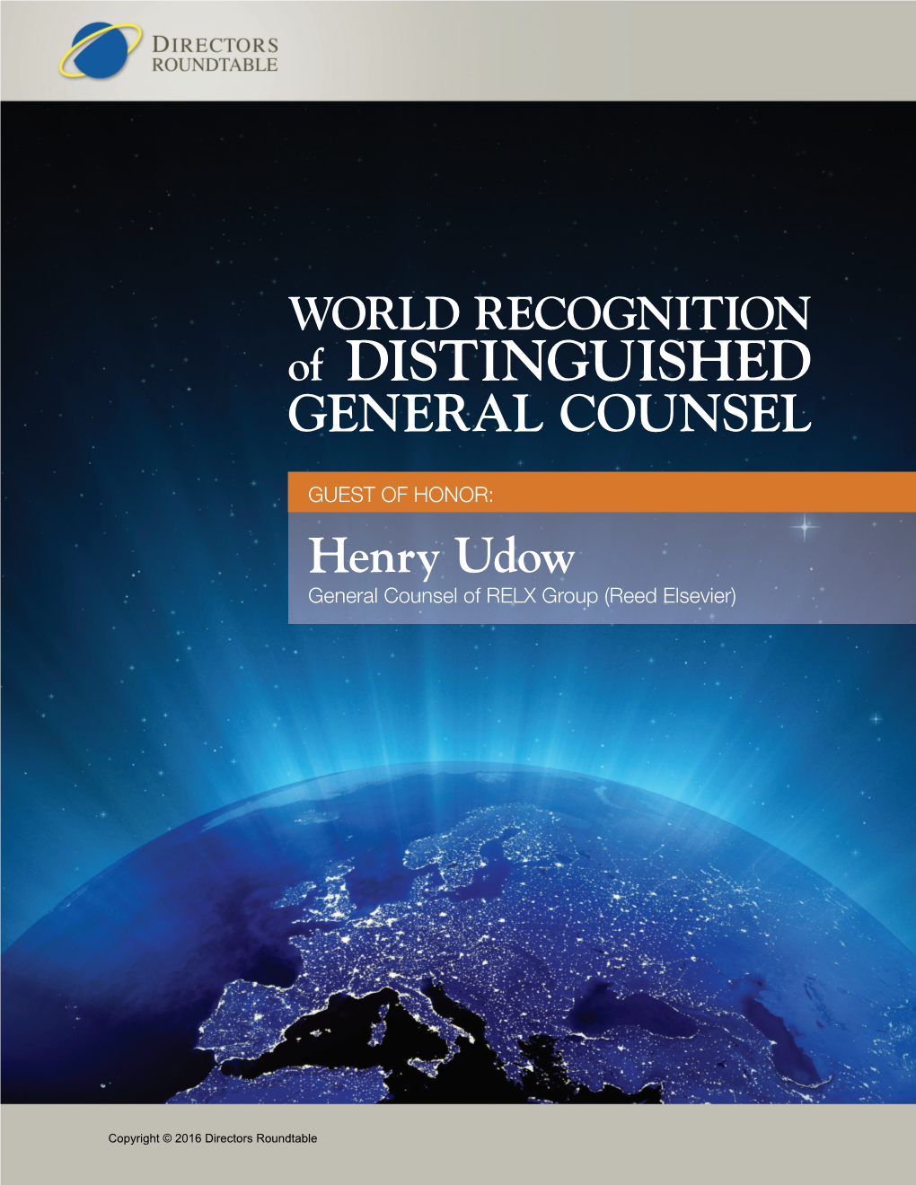 Udow General Counsel of RELX Group (Reed Elsevier)