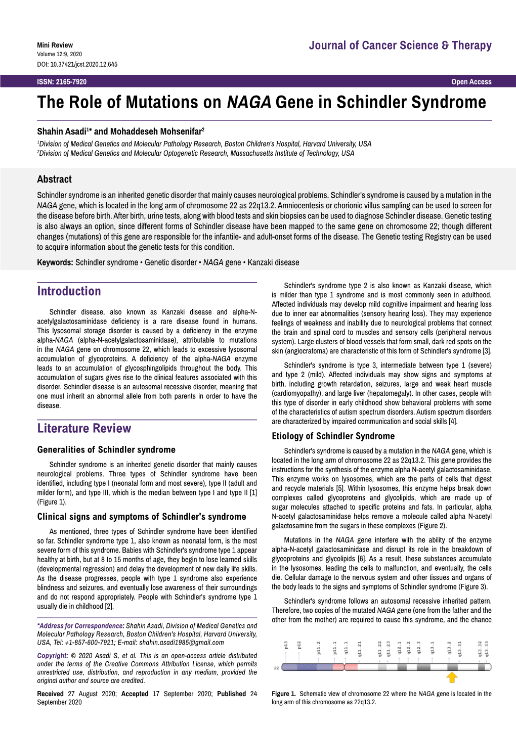 The Role of Mutations on NAGA Gene in Schindler Syndrome