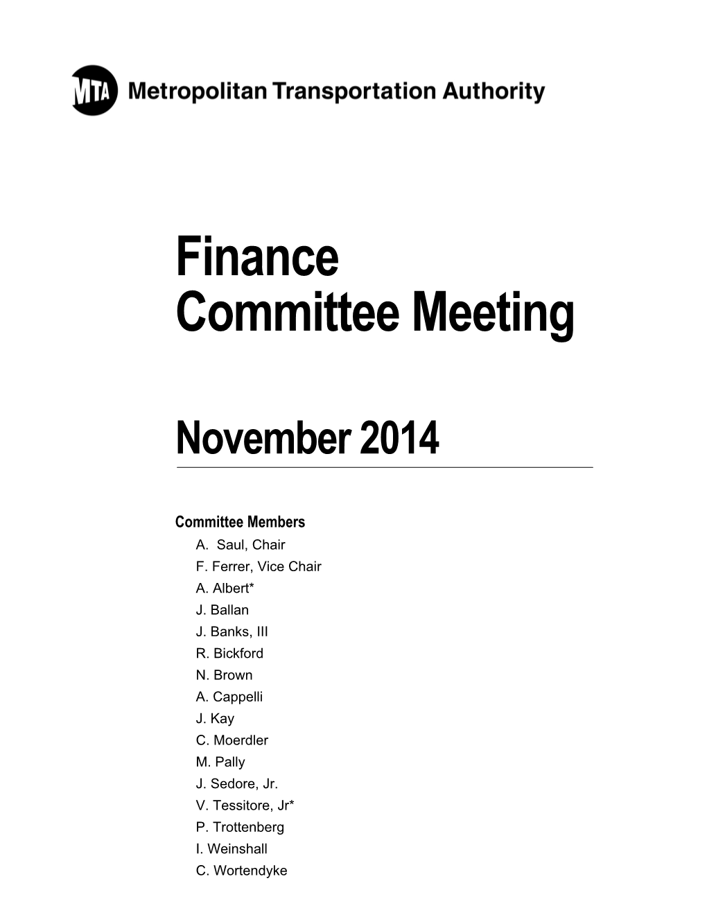 Finance Committee Meeting