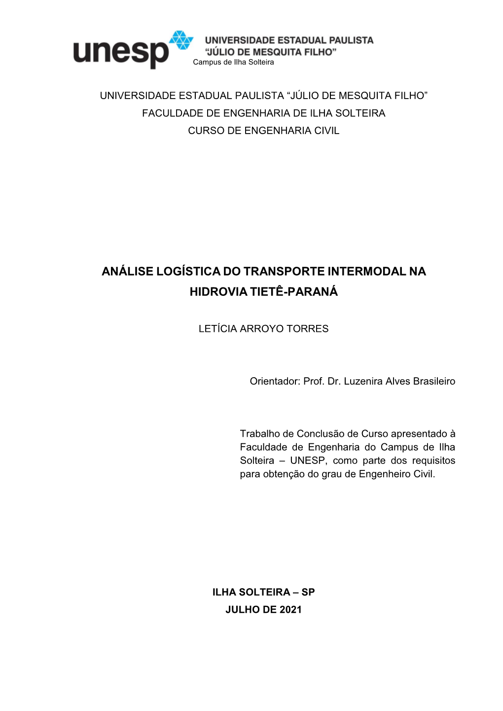 Análise Logística Do Transporte Intermodal Na