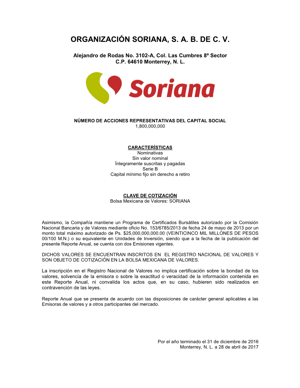 Organización Soriana, S. A. B. De C. V