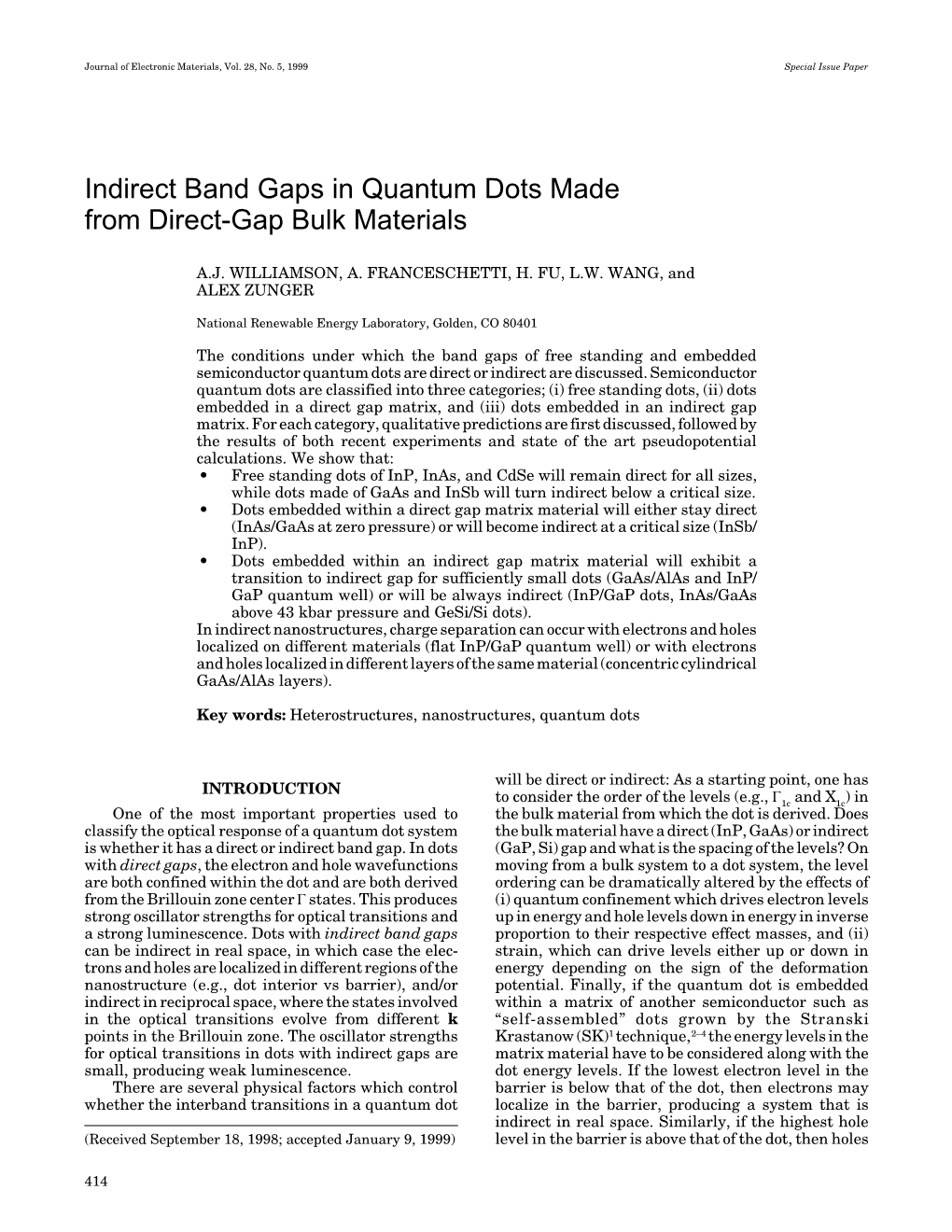 Indirect Band Gaps in Quantum Dots Made from Direct-Gap Bulk Materials