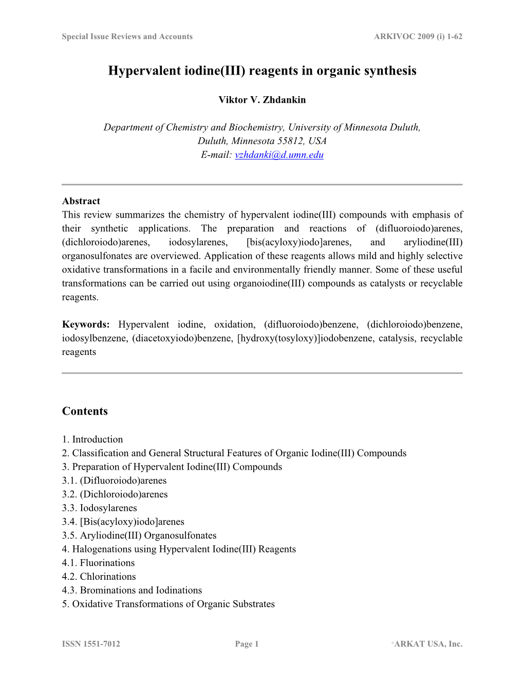 Hypervalent Iodine(III) Reagents in Organic Synthesis