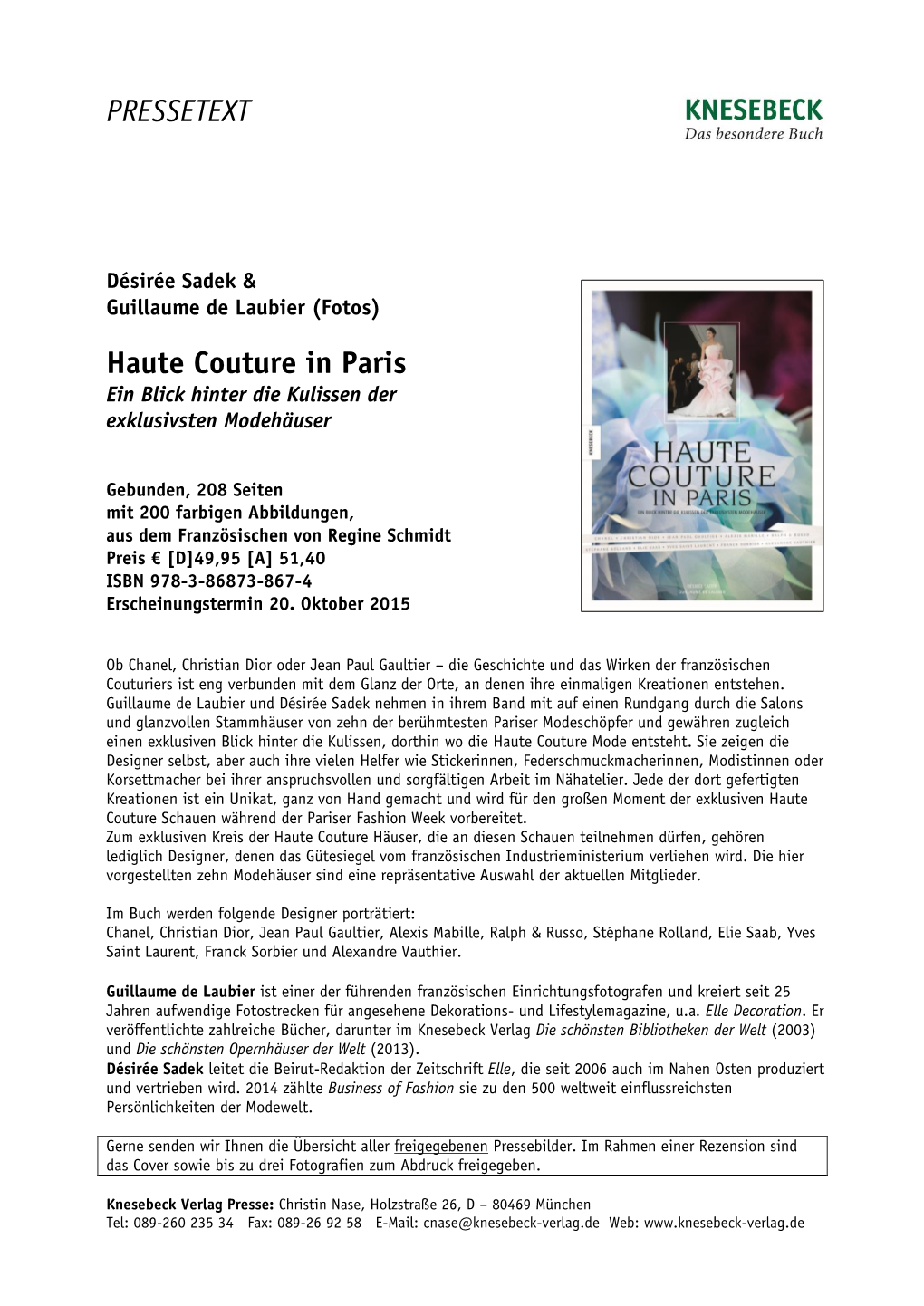 PRESSETEXT Haute Couture in Paris