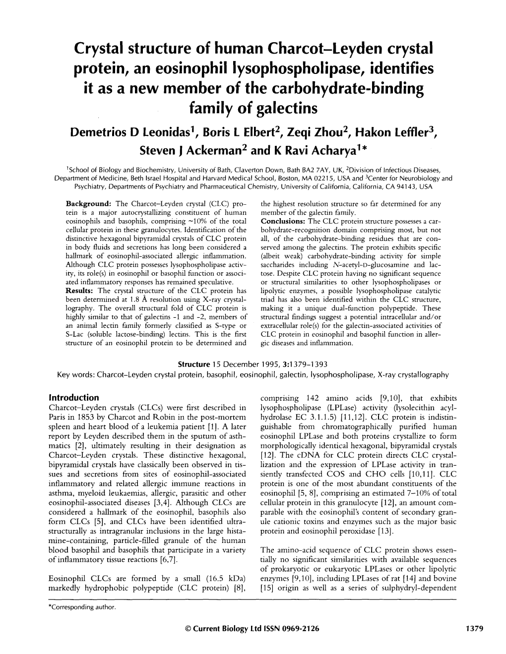 Crystal Structure of Human Charcot-Leyden Crystal Protein, An