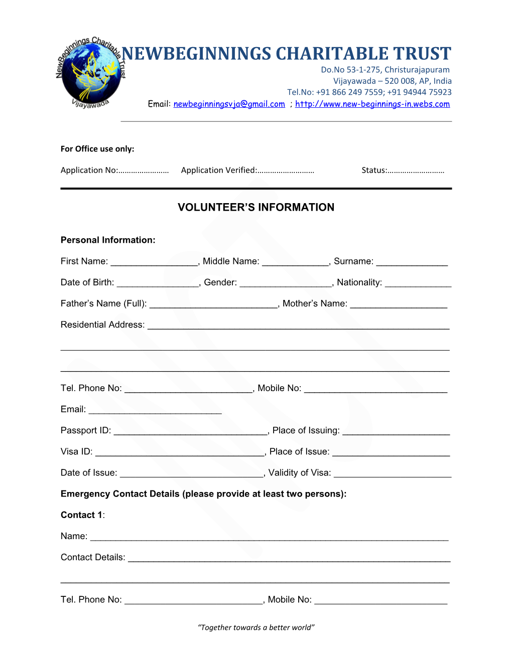 Child Sponsorship Form