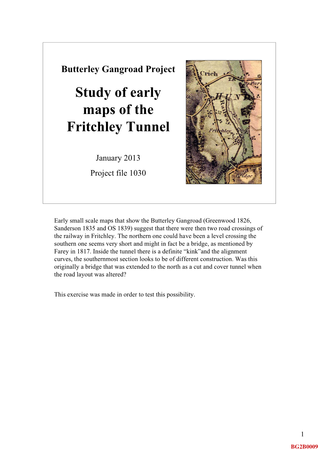 Study of Early Maps of the Fritchley Tunnel