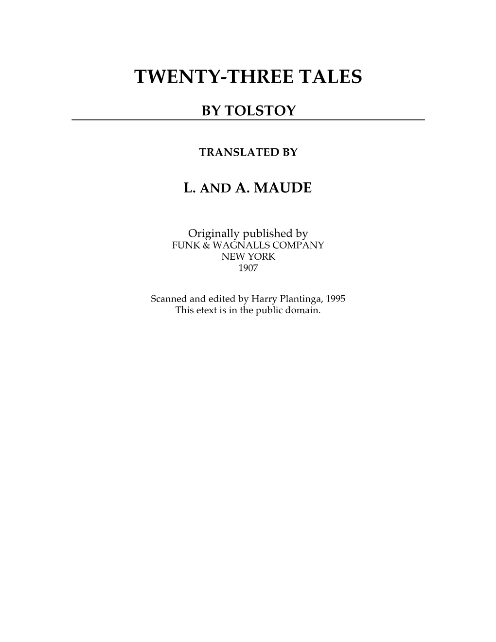 Twenty-Three Tales by Tolstoy