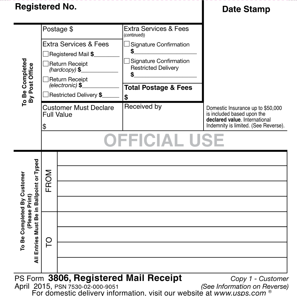 PS Form 3806