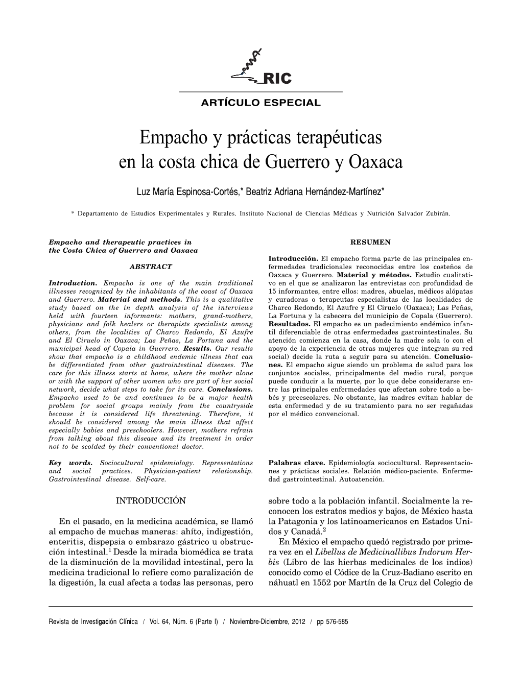 Empacho Y Prácticas Terapéuticas En La Costa Chica De Guerrero Y Oaxaca