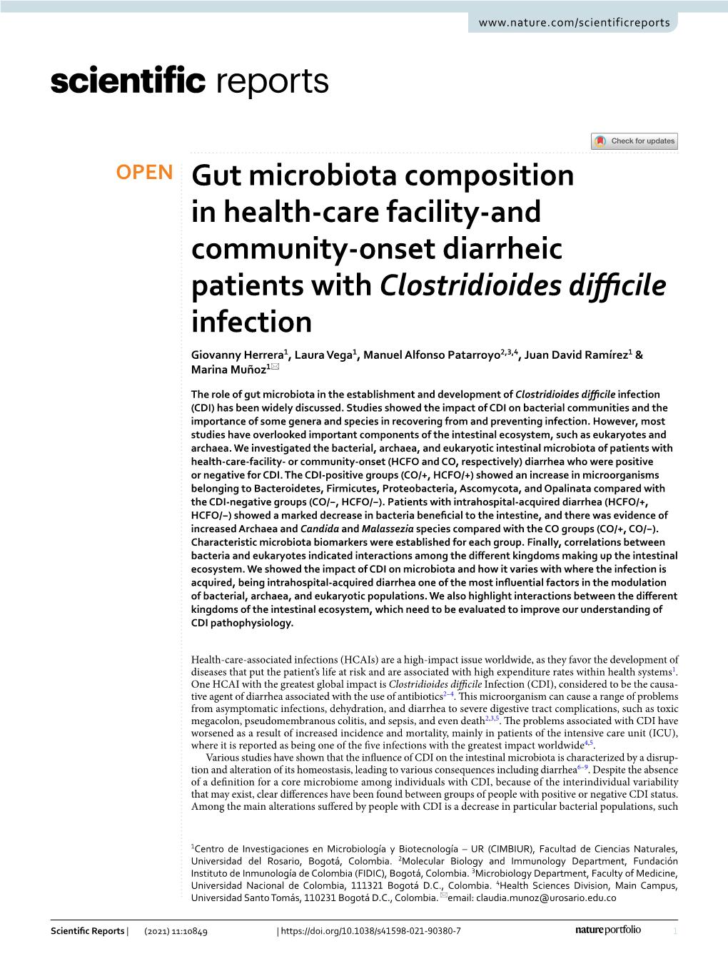 Gut Microbiota Composition in Health-Care Facility-And Community