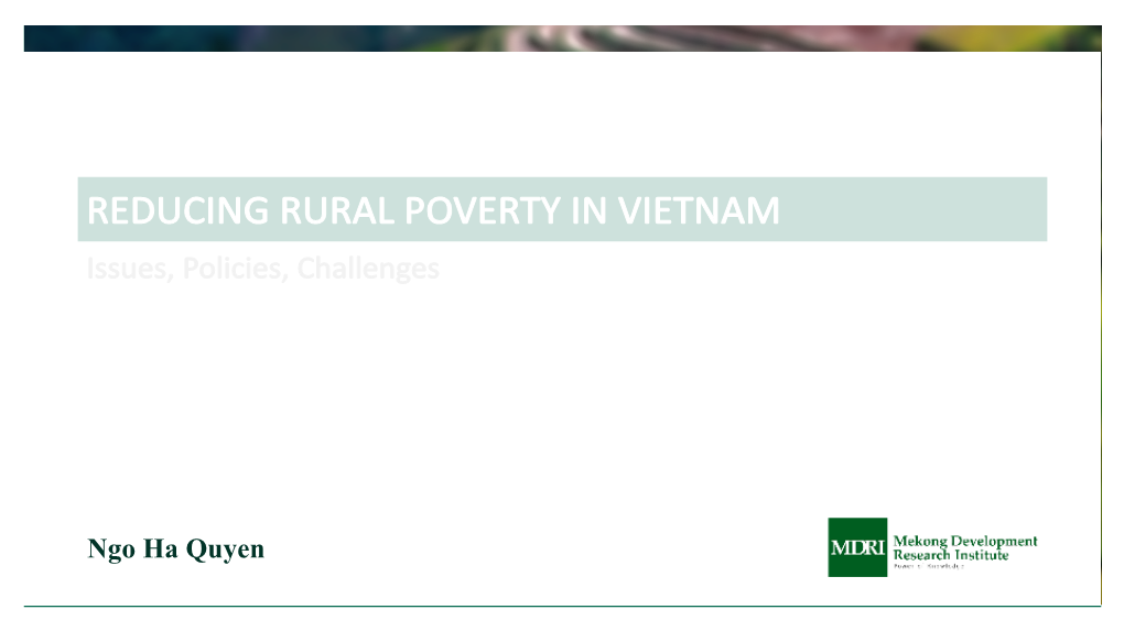 Rural Poverty Reduction in Vientam (2019)