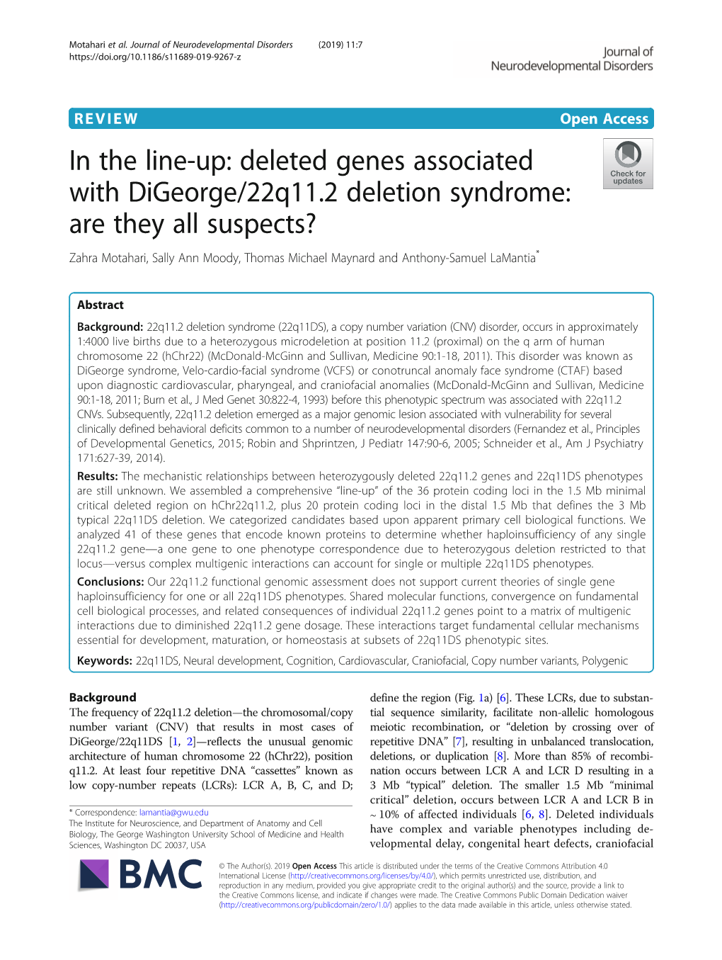 Deleted Genes Associated with Digeorge/22Q11.2 Deletion Syndrome