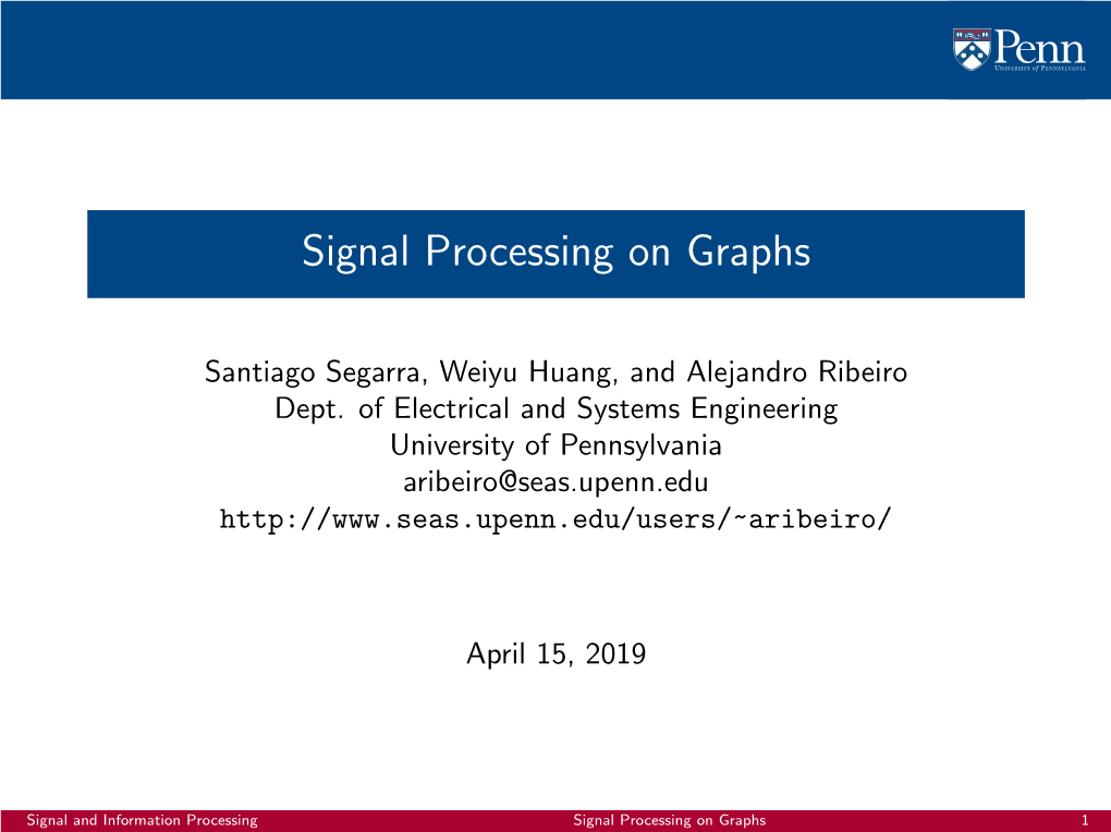 Signal Processing on Graphs