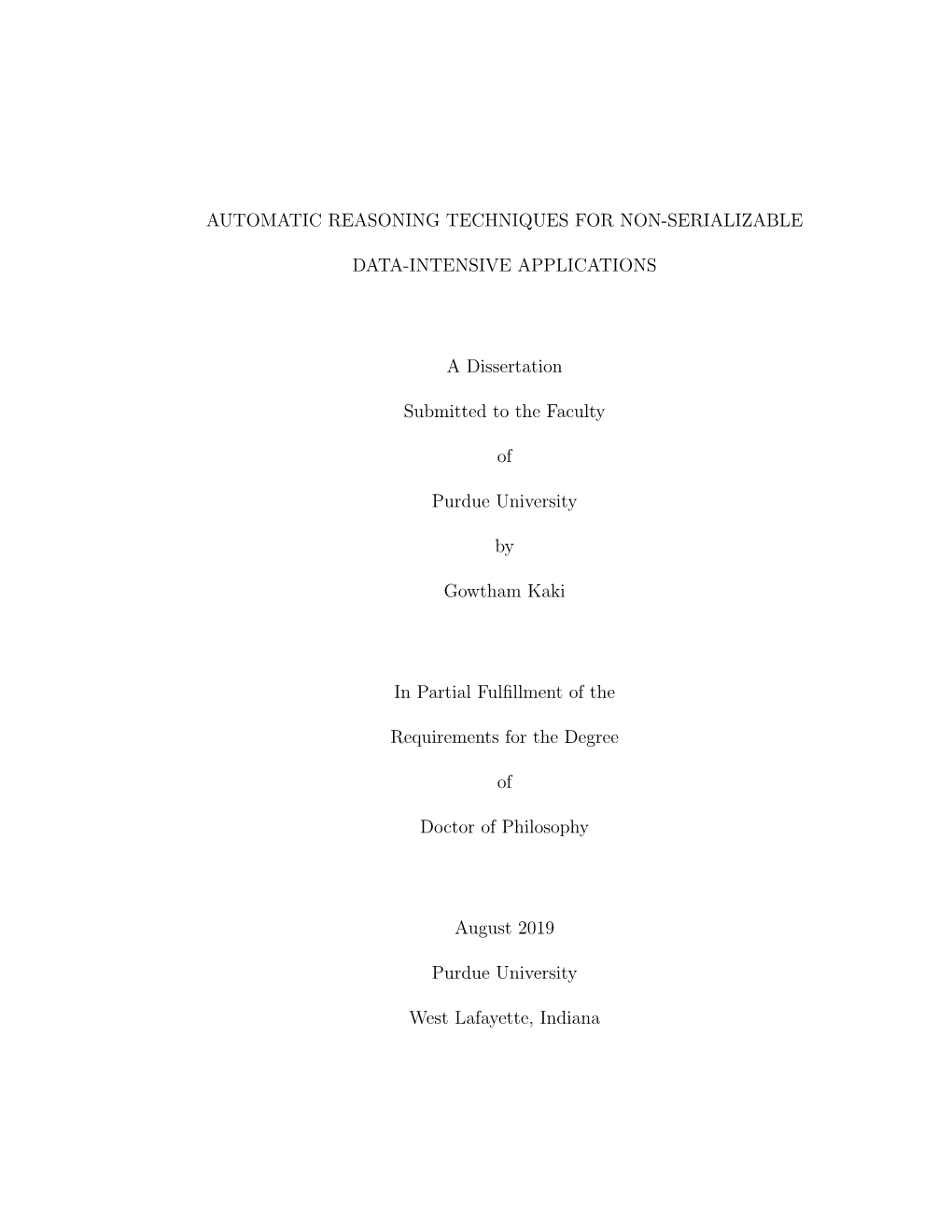 Automatic Reasoning Techniques for Non-Serializable