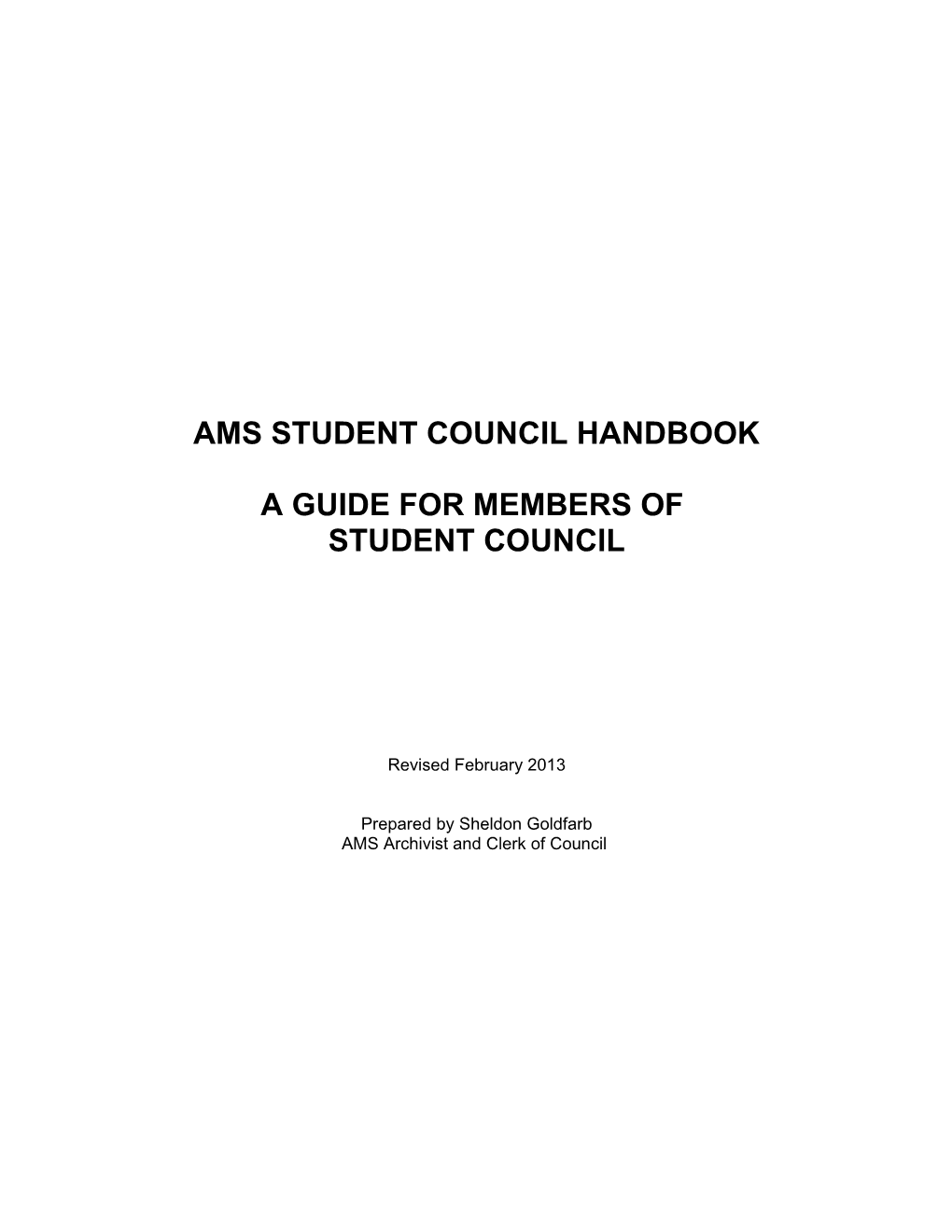 Ams Student Council Handbook