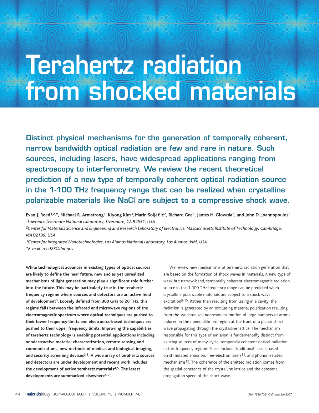 Terahertz Radiation from Shocked Materials