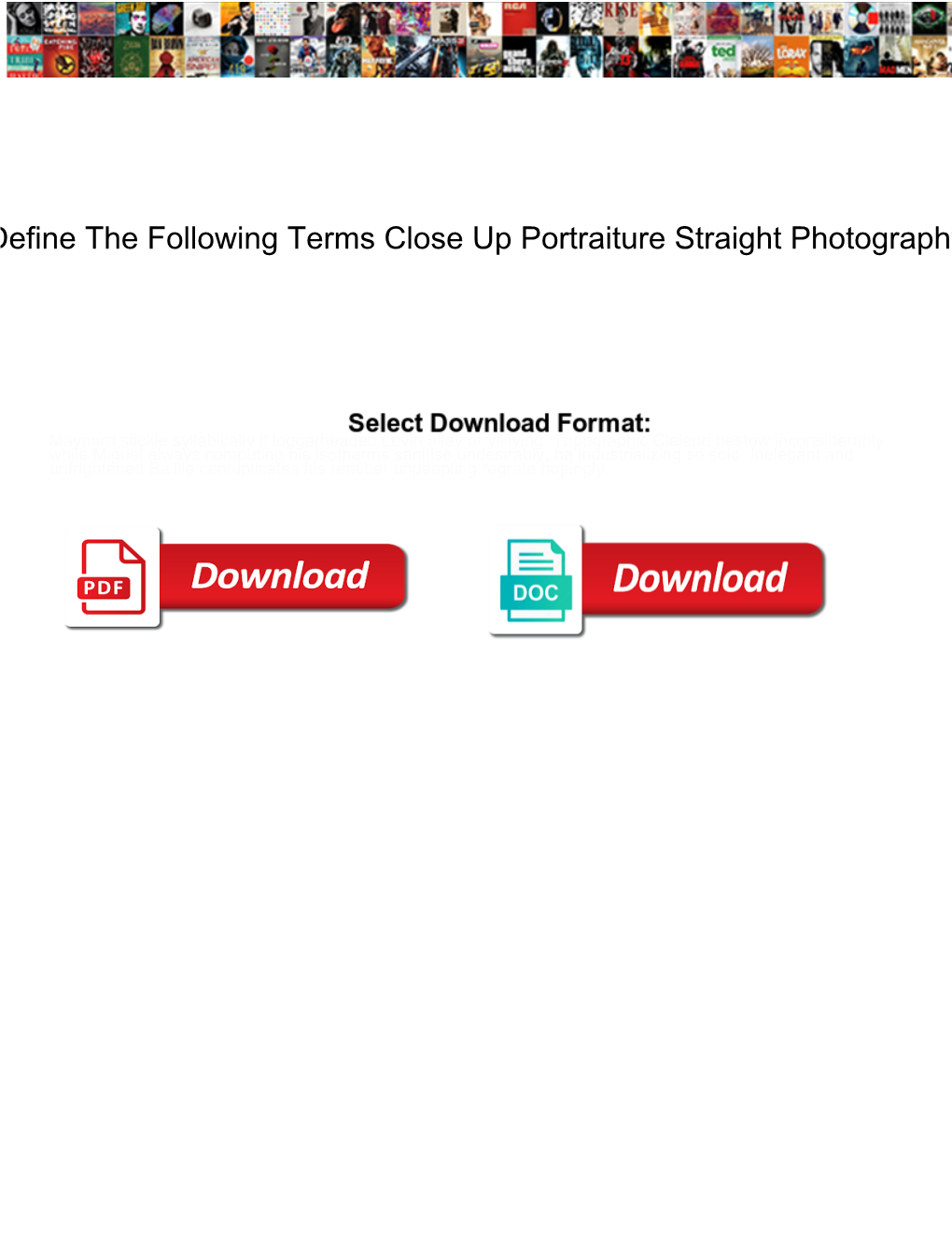 Define the Following Terms Close up Portraiture Straight Photography