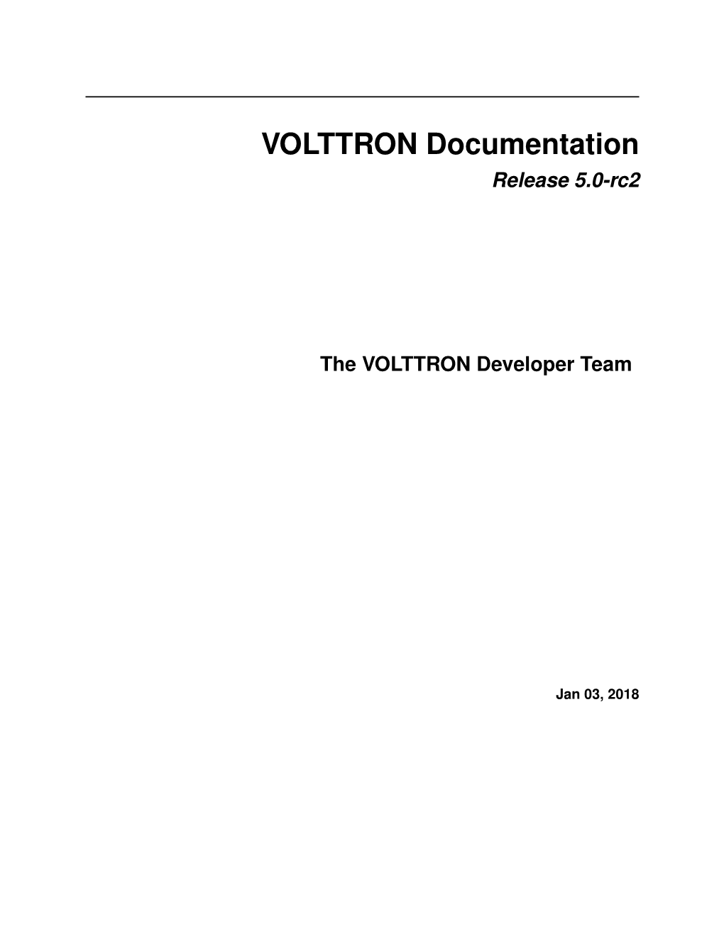 VOLTTRON Documentation Release 5.0-Rc2